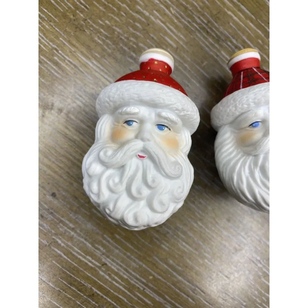 3‎ Old World Porcelain Christmas Light Covers Santa Snowman Skiing